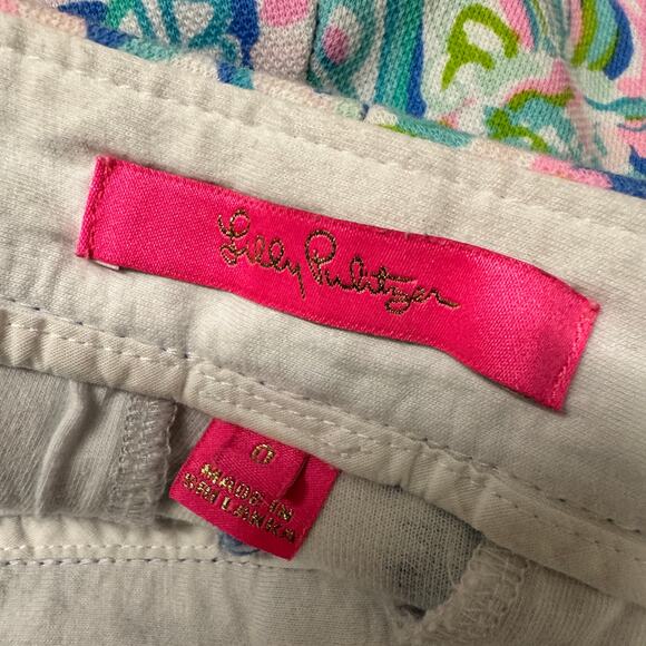 Lilly Pulitzer Shorts Womens 0 Buttercup Scallop Hem Blue Pink Coastal Paisley - Picture 4 of 8